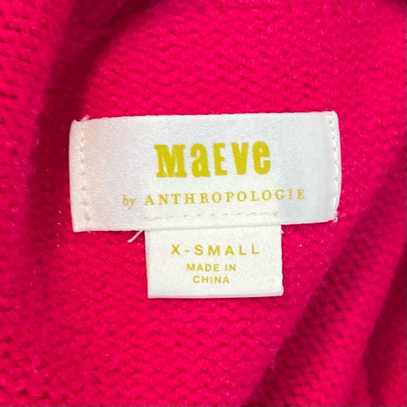 Anthropologie Maeve Hot Pink Crystal Tunic Turtleneck Sweater - Picture 6 of 12